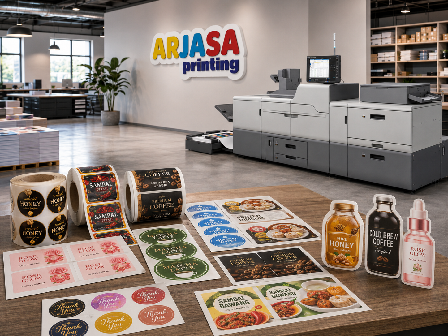 Cetak stiker label produk UMKM di Arjasa Printing Bandar Lampung